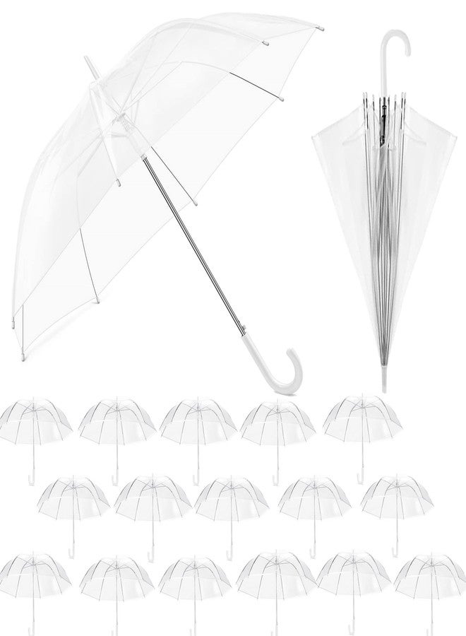 Kvittra 18 Pack Clear Wedding Umbrellas - Bulk 36" Transparent Bubble Umbrellas, Auto Open & Windproof with J-Hook Handle - Waterproof Canopy for Bride, Groom, Photography, Golf, Outdoor Events - Image 1